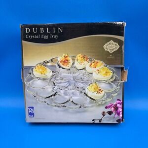 Godinger Shannon Crystal Dublin Deviled Egg Tray 11" Round Platter 25498